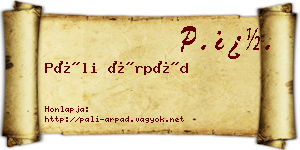 Páli Árpád névjegykártya